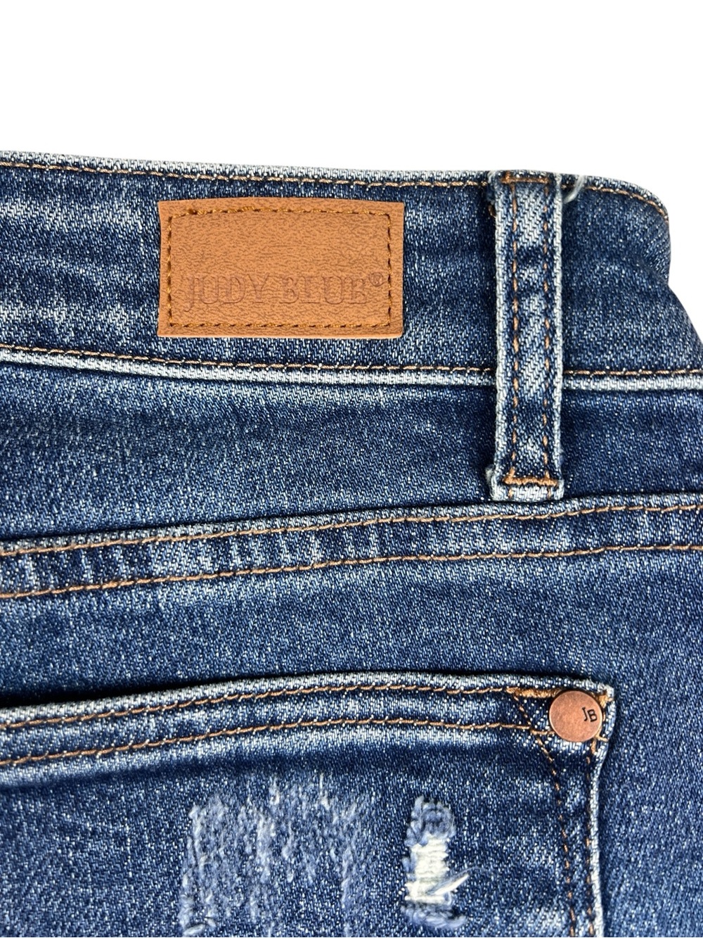 Judy Blue Shorts Women Large bermuda Distressed Denim Rolled Cuff Casual Stretch - Picture 4 of 10